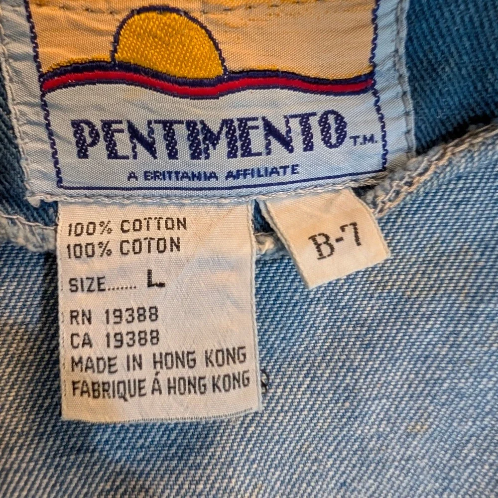 Vintage Pentimento Denim Vest Medium Wash Cinch Back Charms Womens Large B-7 - Picture 10 of 11